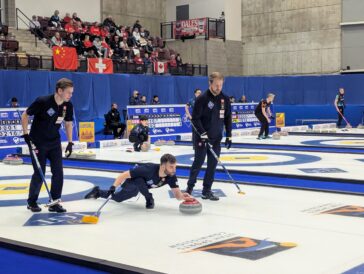 Swedish third Oskar Eriksson delivers the rock during